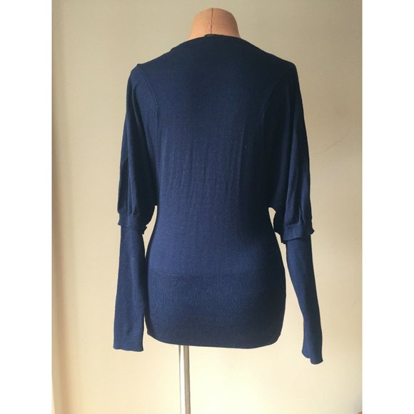 Fendi Women's Sweater Long Sleeve Crew Neck Stretch Authentic Dark Blue Size S - Picture 4 of 6
